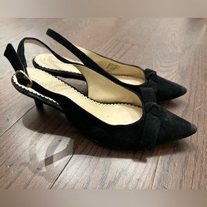 Charter Club Sling Back Black Bow Kitten Heels